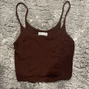 Urban Outfitters Brown Cropped, Ribbed Camisole